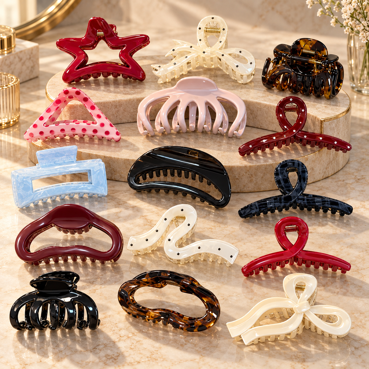 Acrylic Hair Claw Clips Set, Assorted Cute Hair Clips for Women Girls