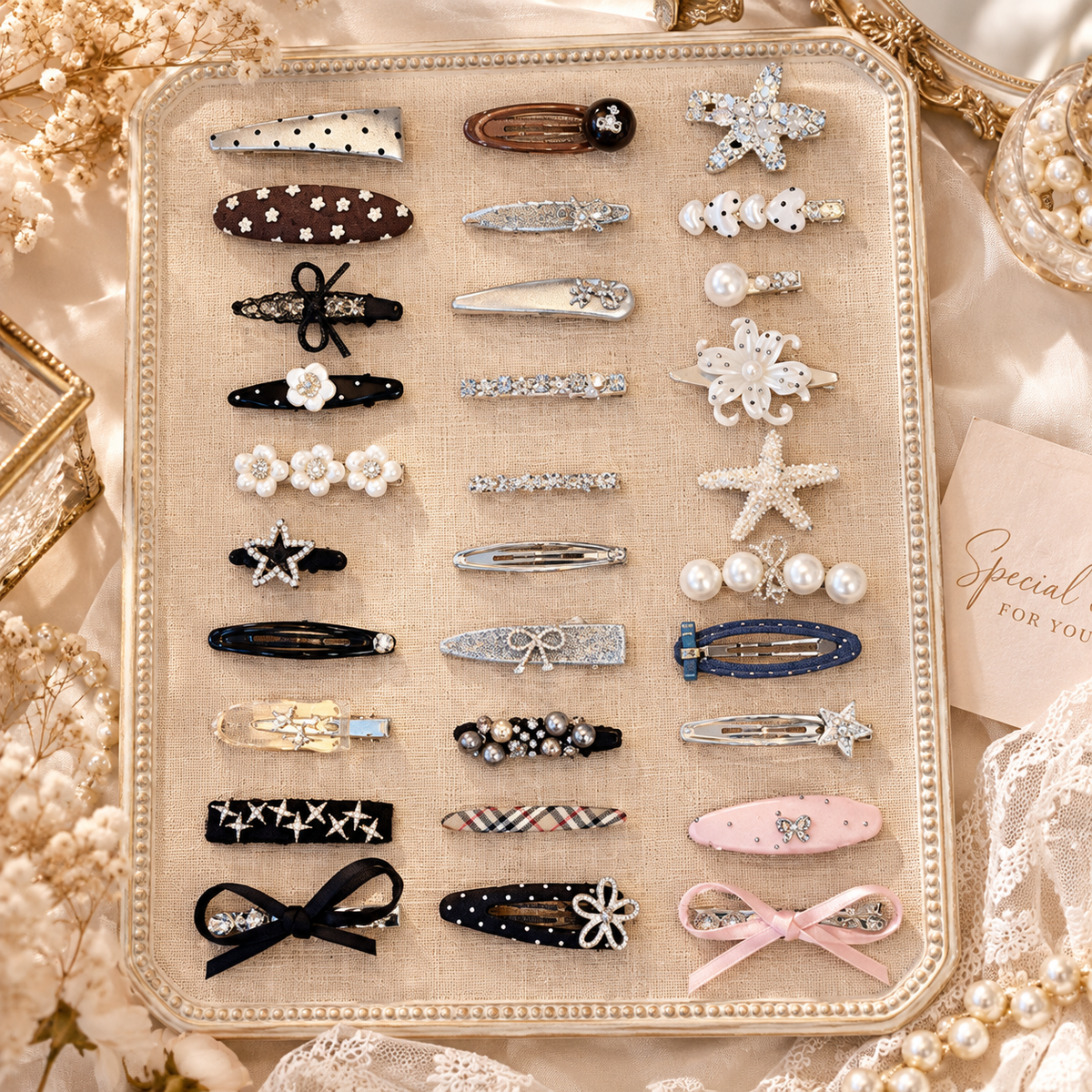 Assorted Hair Clips Set, Cute Bow Flower Hair Accessories for Women Girls