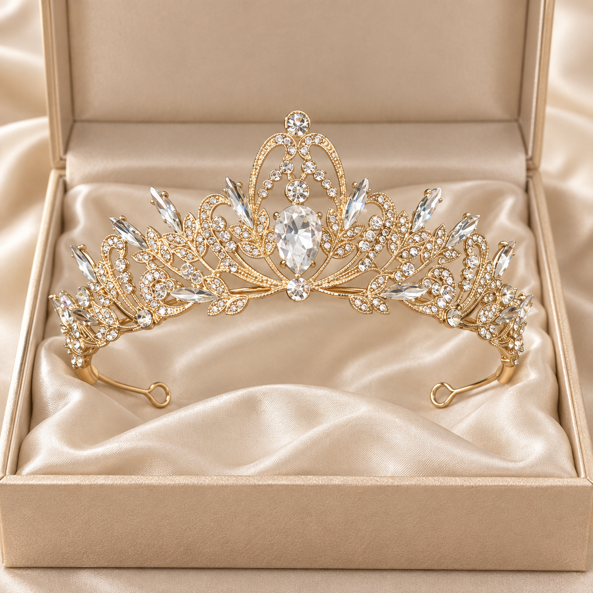 Gold Rhinestone Tiara Crown for Women, Bridal Princess Headpiece