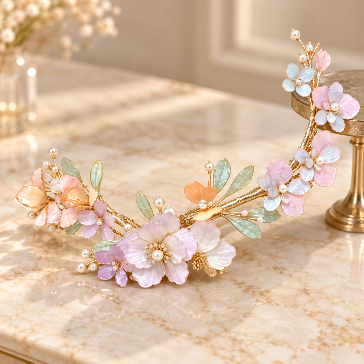 Floral Pearl Hair Vine, Butterfly Flower Bridal Hair Accessories for Women