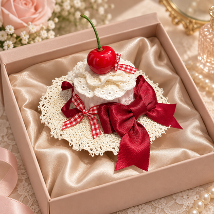 Cherry Mini Top Hat Hair Clip, Lace Lolita Hair Accessory for Women Girls