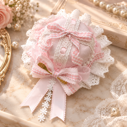 Pink Mini Top Hat Hair Clip, Lace Lolita Tea Party Hair Accessory