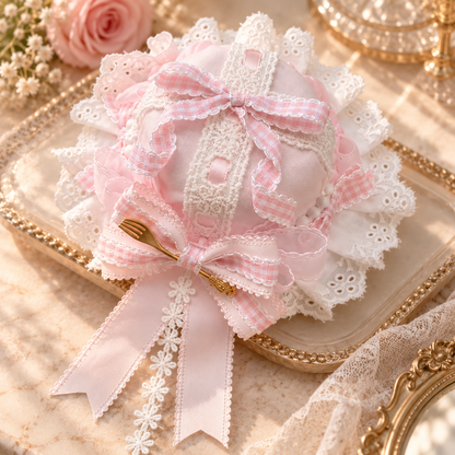 Pink Mini Top Hat Hair Clip, Lace Lolita Tea Party Hair Accessory
