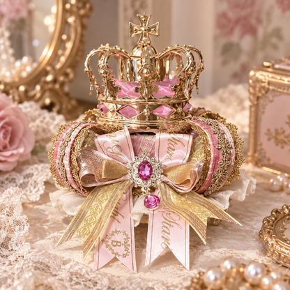 Royal Crown Mini Top Hat Hair Clip, Pink Gold Lolita Princess Hair Accessory
