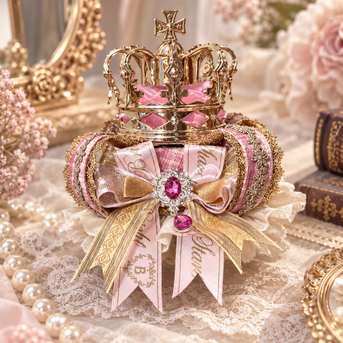 Royal Crown Mini Top Hat Hair Clip, Pink Gold Lolita Princess Hair Accessory
