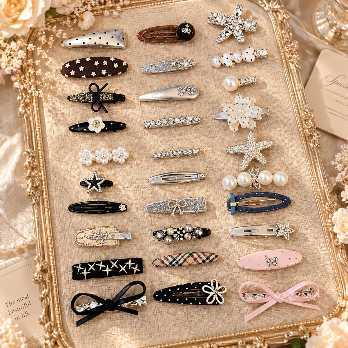 Assorted Hair Clips Set, Cute Bow Flower Hair Accessories for Women Girls